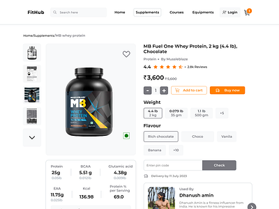 Gym Supplements buy page-ecommerce Website design buy page creative design ecommerce figma gym healtkart mussleblaze supplements supplements store ui ui page website design website page