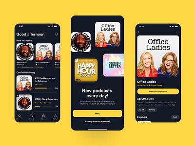 Podcast Mobile ios App UI Design clean ios mobile app modern podcast ui ux