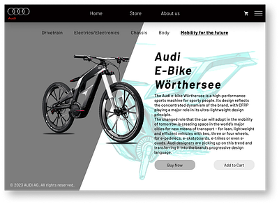 Audi electric cycle Product Page 3d animation audi branding graphic design homepage logo motion graphics ui