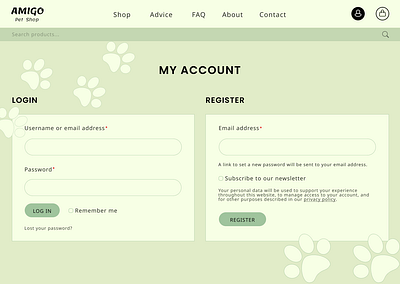 Registration form for pets shop dailyui design page form registration interface pet shop registrsation page ui ui design uiux uiux design ux design web design