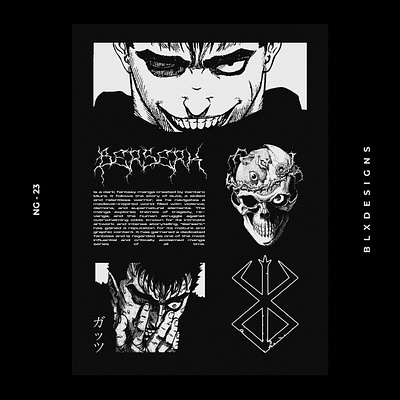 BERSERK GUTS POSTER DESIGN anime berserk brutalism design graphic design guts manga poster