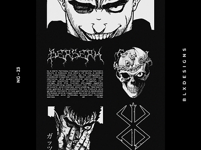 BERSERK GUTS POSTER DESIGN anime berserk brutalism design graphic design guts manga poster