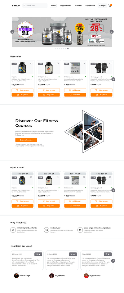 Gym/fitness realted E commerce website UI design homepage creative e commerce fitness gym homepage one stop shop product design ui web design