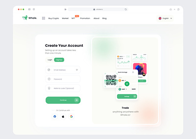 Crypto Web Dashboard Login/SignUp Page bitcoin clean create account crypto crypto whale ui kit dashboard design erfan amade login minimal sign in sign up ui ui kit ux web web design