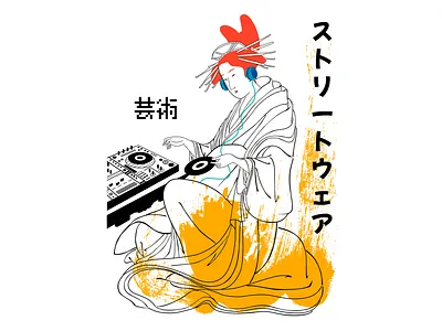 DJ Music Woman design illustration illustrator japanese streetwear tshirt tshirt art tshirt design tshirt designer