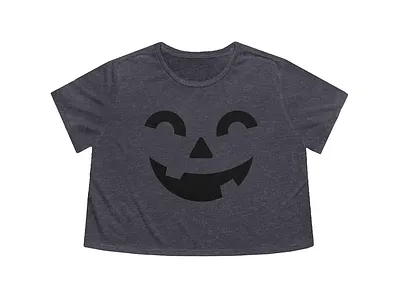 Happy Jack Cropped Tee / Lizzie M. Press apparel designer black pumpkin brand designer brand illustration brand illustrator cute halloween shirt cute pumpkin goth clothing gray pumpkin halloween apparel halloween crop top halloween t shirt happy halloween tee happy jack o lantern jack o lantern tee pumpkin crop top pumpkin tee spooky apparel spooky clothing art t shirt designer