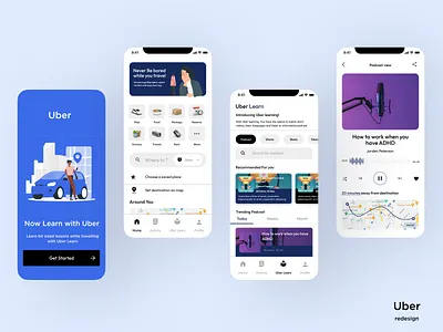 Uber App Redesign Challenge - UI Design animation app branding design graphic design illustration logo ui ux vector