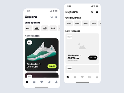 Nike Sneakers Shopping App - Wireframe app design clean ecommerce hi fi ios app mobile app modern nike nike app shopping shopping app sneakers ui ux wireframe