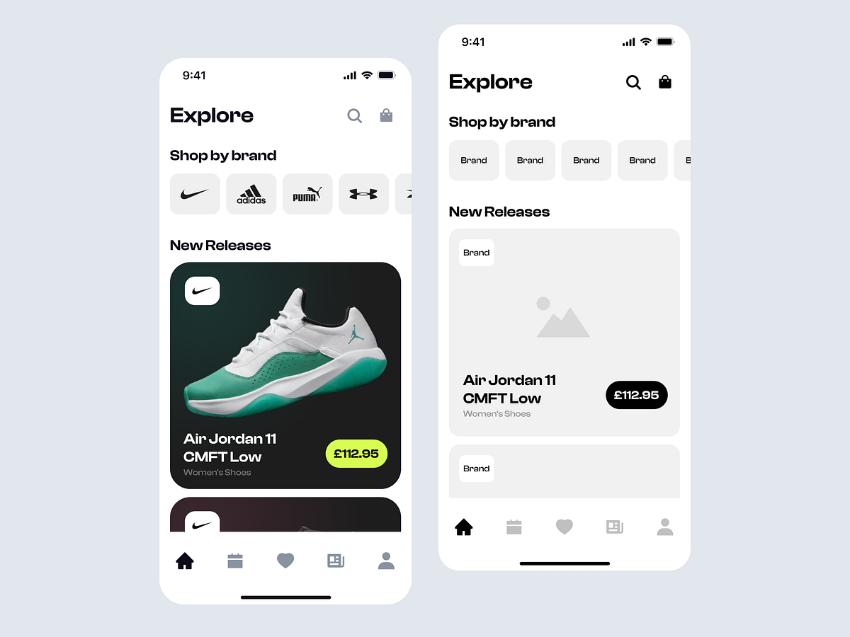 Nike Sneakers Shopping App - Wireframe by Sarah Newman on Dribbble