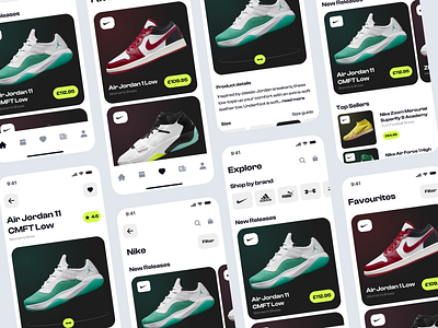 Nike Sneakers Shopping App - Light Mode app design clean ecommerce hi fis ios app mobile app modern nike nike app shopping app ui ux