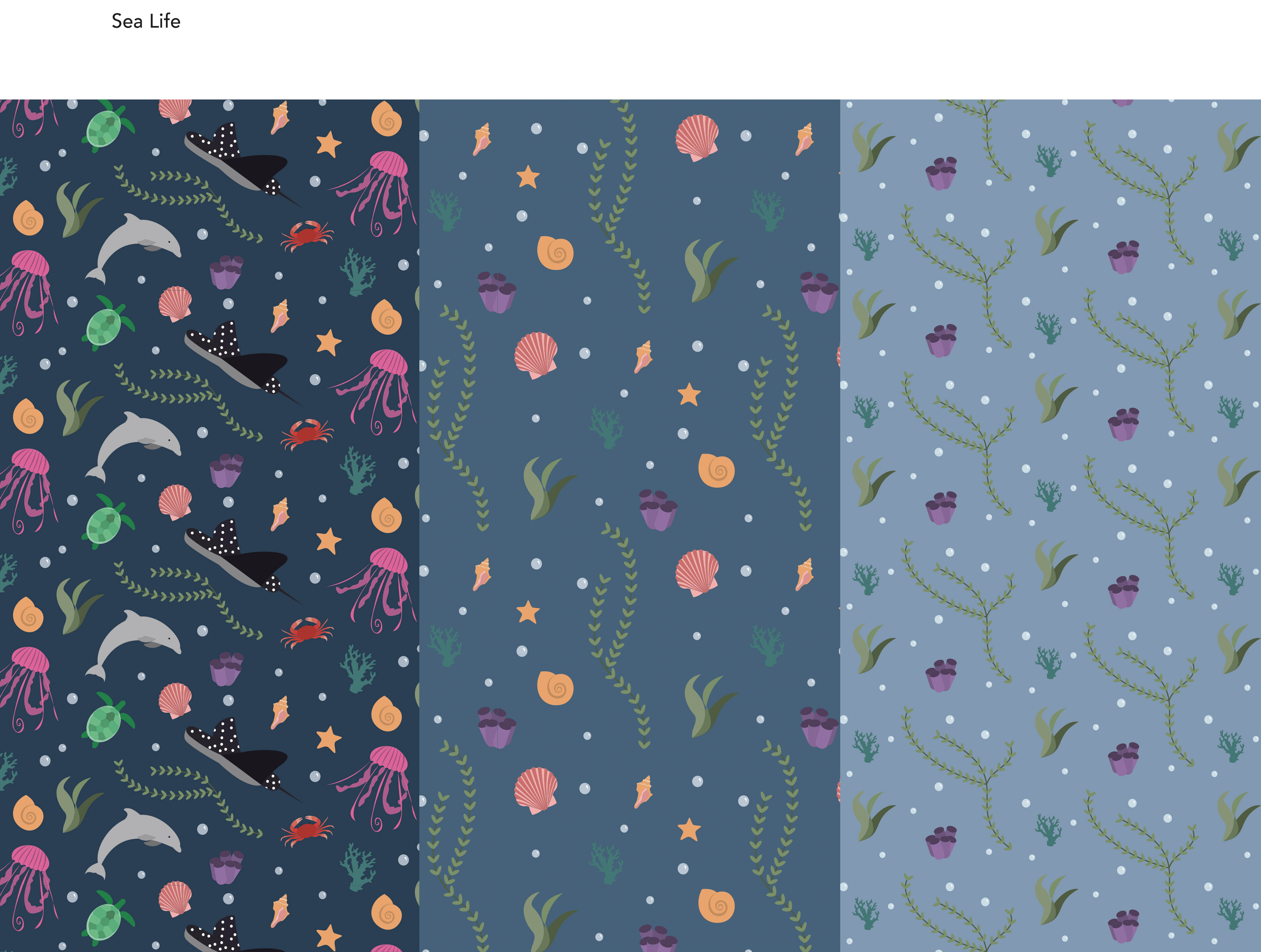 Sea Life Pattern adobe artwork blue design digital art fabric graphic design hawaii icon illustration mockups mugs ocean pattern photoshop sea creatures sea life tropical under the sea vector