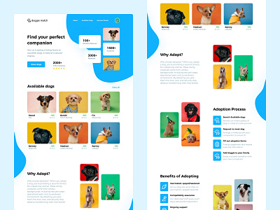 Doggie Match Landing Page adoption app branding design dog adoption landing page pets product design ui ui design ux visu visual design