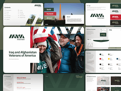 Iraq and Afghanistan Veterans of America - Brand Guidelines america army brand book brand guide branding dc green identity identity guidelines military non profit usa veteran