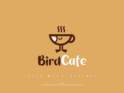 Bird + Cafe Concept abstract logo bird logo branding business logo cafe logo company logo creative logo design flat logo graphic design logo logo art logo design minimal logo minimalist logo simple logo