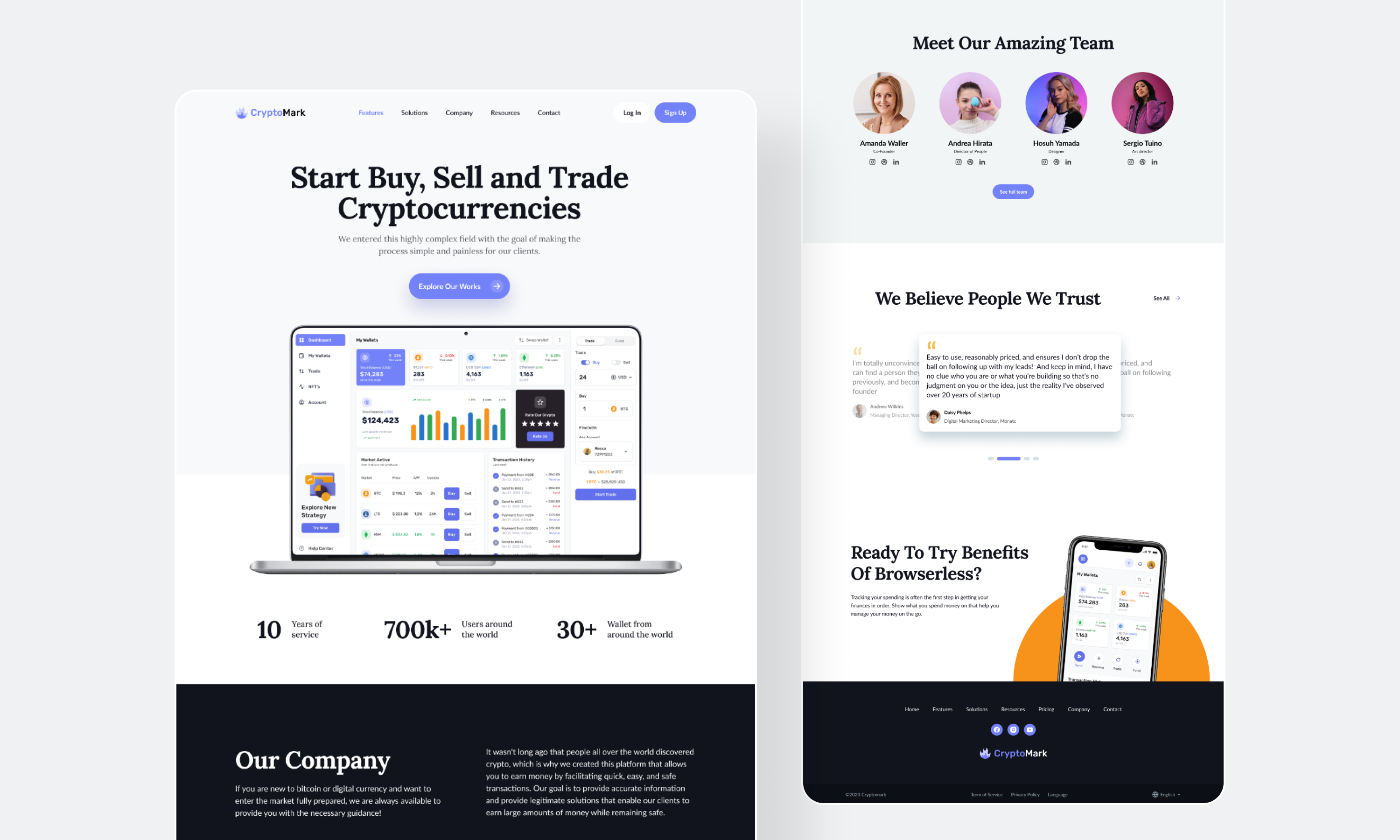 Example of CryptoMark Landing Page