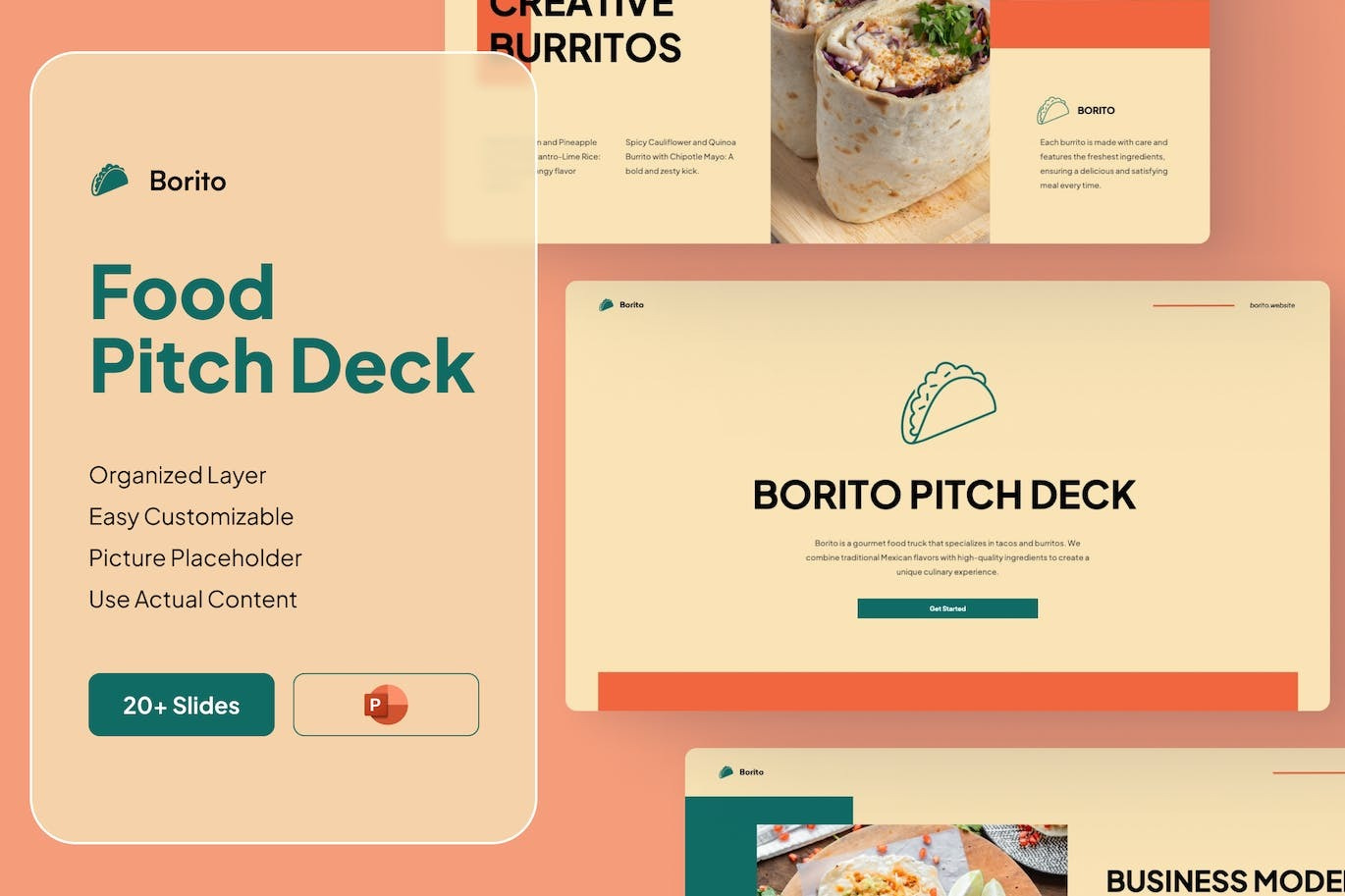 Borito - Food Pitch Deck PowerPoint google slides keynote keynote presentation templates pitch deck powerpoint powerpoint presentation powerpoint presentation template powerpoint template ppt pptx presentation presentation layout presentation template presentation templates presentations presentations template slides template templates ui
