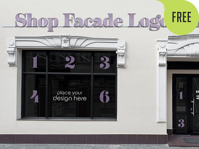 Shop Facade Logo – Free Mockup PSD 3d advertising exterior facade free freebie glass logo mockup outdoor shop sign signage store storefront street