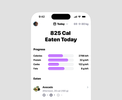 Calor App Home Preview app apple calorie calories counter diet fitness food gym health human interface design ios journal meditation mobile nutrition tracker weight workout