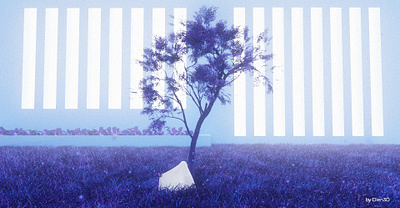 ? 3d butterfly grass illustration lights tree violet volume