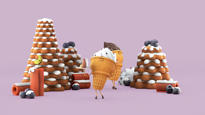 Ice cream waiters 3d 3d art 3d model animation art c4d character 3d cinema4d design food graphic design ice cream illustration motion graphics render