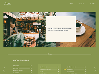 One page website: Pietat - cafè d'especialitat coffeeshop landing one page ui uxui web design