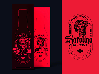 Karolina Gorcina Packaging bottle box concept design hot illustration muertos packaging red sauce typography