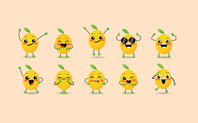 Lemonade Expressions animation artwork branding character illustration cute design drawing flat illustration happy lemon illustration illustrator lemon character lemonade vector