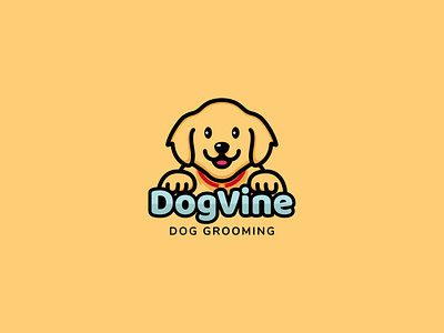 Dogvine branding creative cute design dog grooming dog logo graphic design identity logo logo maker logos yellow