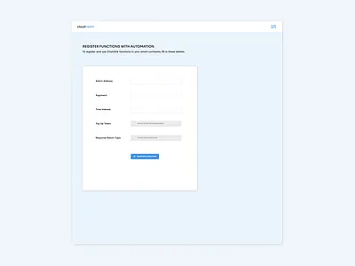 Form: Register Chainlink functions blockchain design ui web3