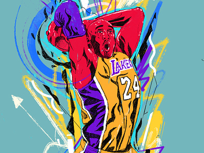 Kobe basketball character design illustrated sports illustration illustrator kobe lakers nba nba illustration people portrait portrait illustration procreate sports