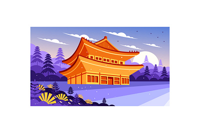 Korean Culture Building Nature View Illustration heritage