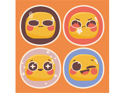 Emoticon Stickers Illustration character emoji emoticon expression face icon illustration letter phone social media sticker vector