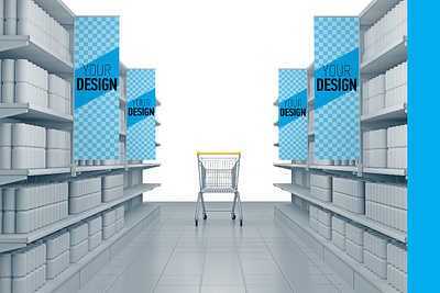 POSM Store Shelf Banner Mockup app branding design graphic design illustration logo typography ui ux vector
