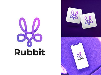 Rubbit Logo Design 3d brand brand identity branding colorful logo design gradient logo illustration logo logo design modern logo rabbit rabbit logo rubbit rubbit logo rubbit logo design ui