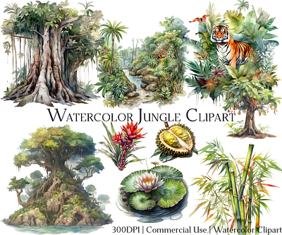 Watercolor Jungle Clipart