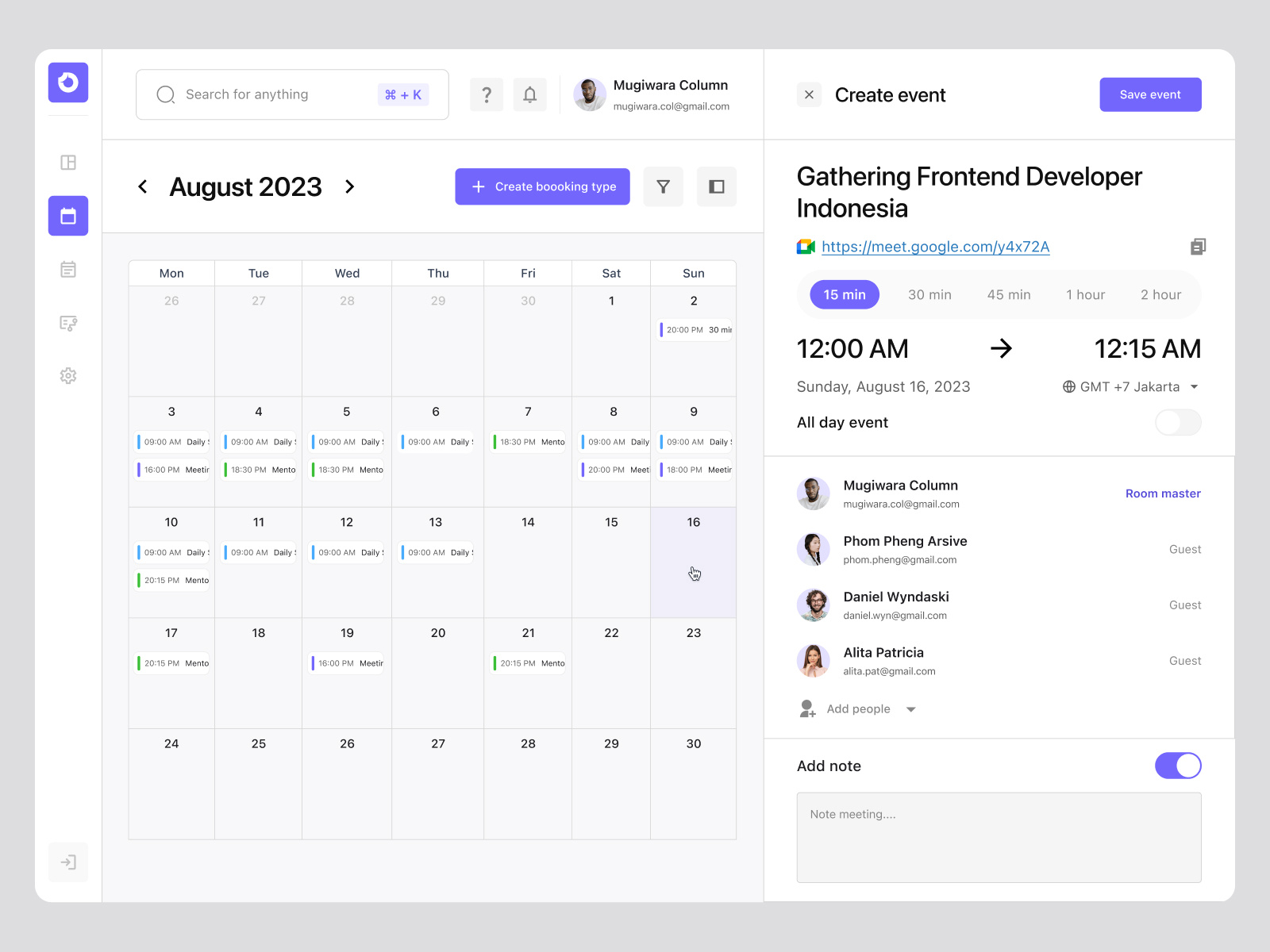 Calendlo - Calendar / Booking System Dashboard by Elux UI/UX for Elux ...