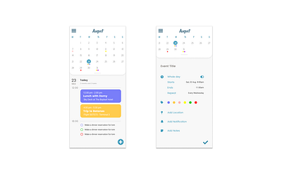 Calendar Planner Mobile Design design figma mobile app ui design uiux