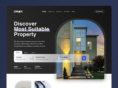 OMAH Website Property Design: Landing page Real Estate branding idnboardingschool property realestate ui website