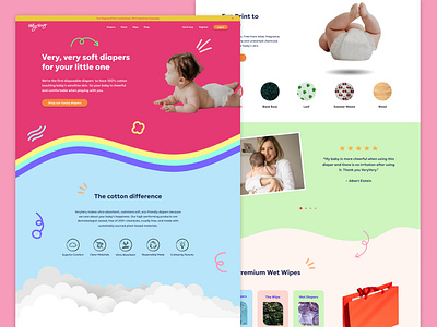 Baby Diapers Online Shop Landing Page abstract baby branding children design education elegant graphic design landing page minimalist modern mother online shop pink playful responsive simple ui web design website design