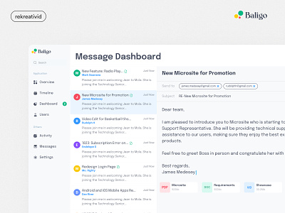 Message Dashboard Design attach dashboard design email management message product design task ui design ux design