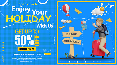 Travel Tour social media 3d banner banner ads holiday promotion banner template travel travel tour