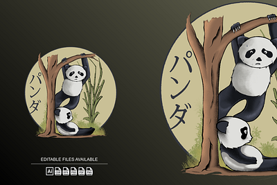 Panda Illustration Hand Drawn anime design graphic design illustration logo panda t shirt design