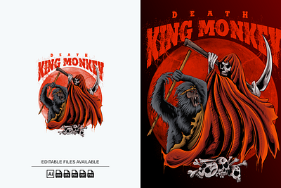 Monkey and Devil Illustration Hand Drawn anime design devil graphic design illustration logo monkey t shirt design