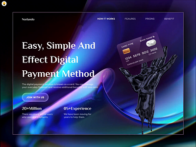 Digital Payment Method Card Website with Animation animation card dark mode design hues payment ui website