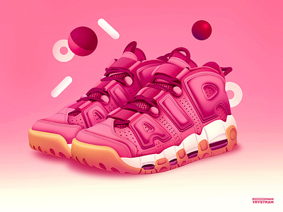 Pink uptempo's 90s air artdirection culture gradient gravity icon iconic illustration pink retro shoes sneakerhead sneakers uptempo