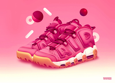 Pink uptempo's 90s air artdirection culture gradient gravity icon iconic illustration pink retro shoes sneakerhead sneakers uptempo