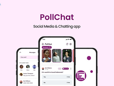 PollChat - Social media & Chatting app chatting app clean ui hyderabad poll app polls purple social media social media app social media app design voting