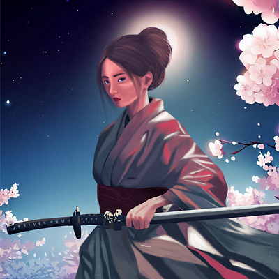 Graceful Guardian adobe illustrator character design design designs drawing graphic illustration samurai woman
