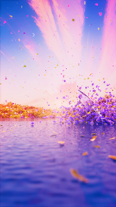 Dip in the floral splashes 🐳 🌺 3d animation c4d cgi design flower fluid graphic design illustration motion graphics ocean render summer visual