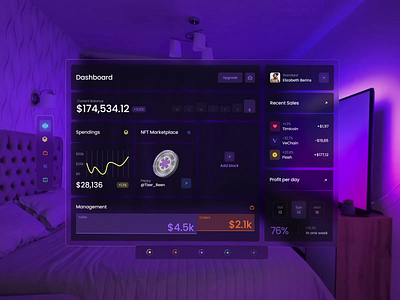 Apple Vision Pro design for a crypto dashboard | Lazarev. 3d animation apple ar crypto dark mode dashboard design interaction interactive interface motion graphics product product design style ui ux vision pro web web3